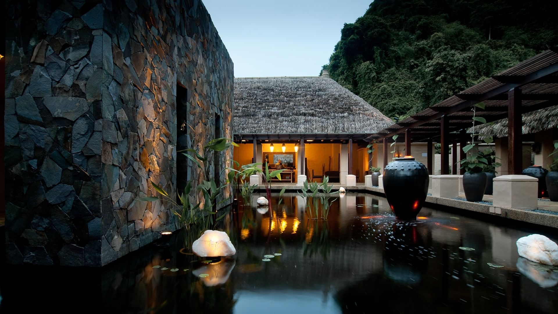 The Banjaran entrance with water feature near Sunway Hotels & Resorts