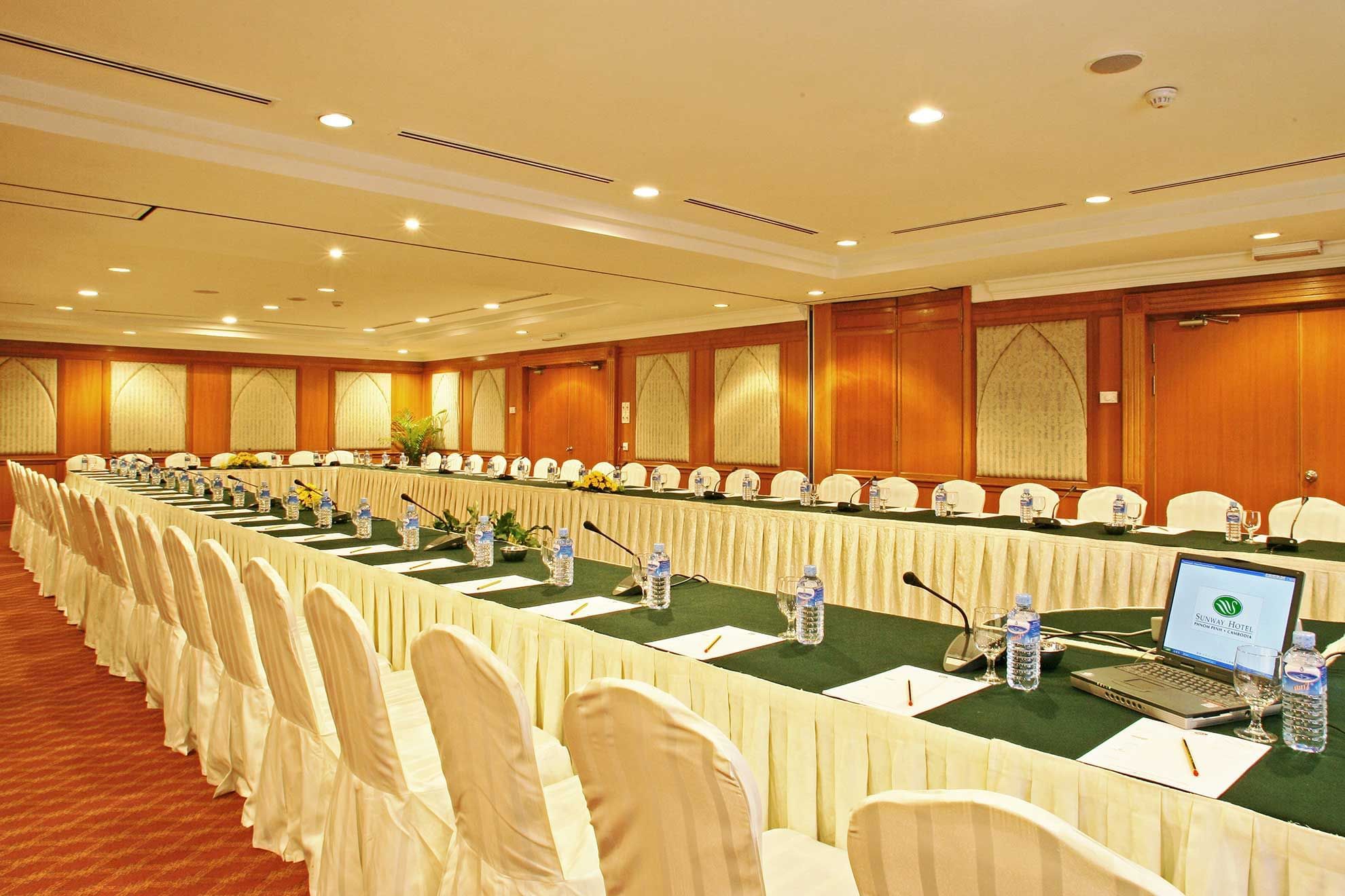 U-shaped table in Grand Wat Phnom Conference Room at Sunway Hotel Phnom Penh