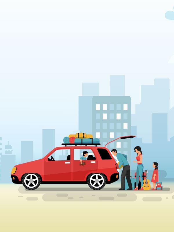 Clipart of a family packing luggage for a trip at Sunway Hotel Georgetown