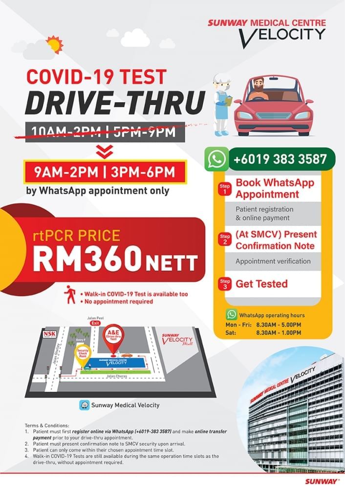 Covid-19 Test Drive-Thru poster used at Sunway Velocity Hotel