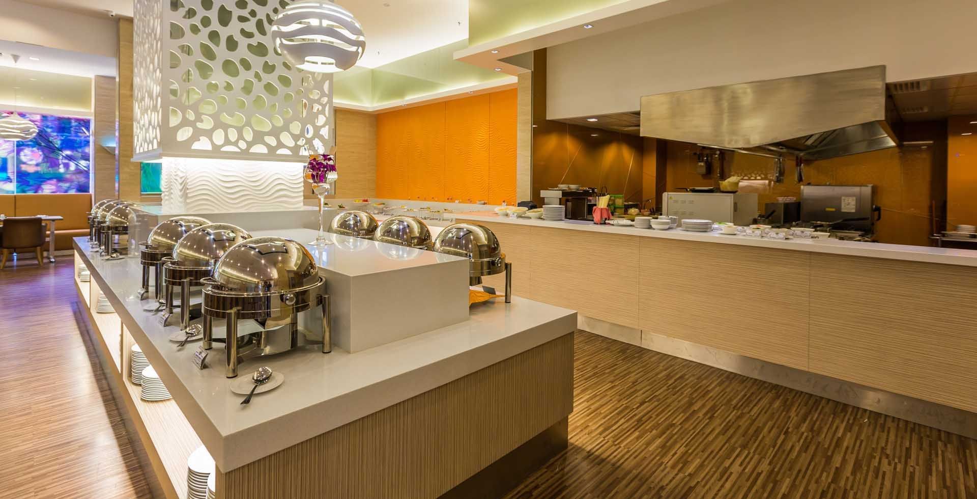 Buffet area and a large serving counter for guests at Sunway Hotel Seberang Jaya