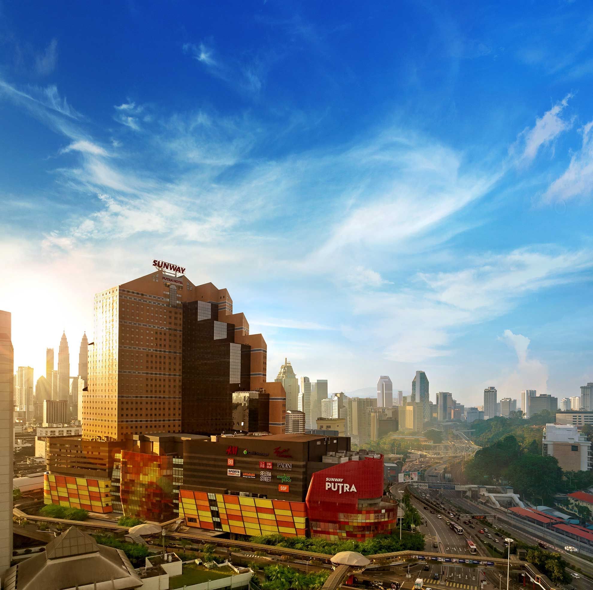 Distant view of the hotel & downtown at Sunway Putra Hotel