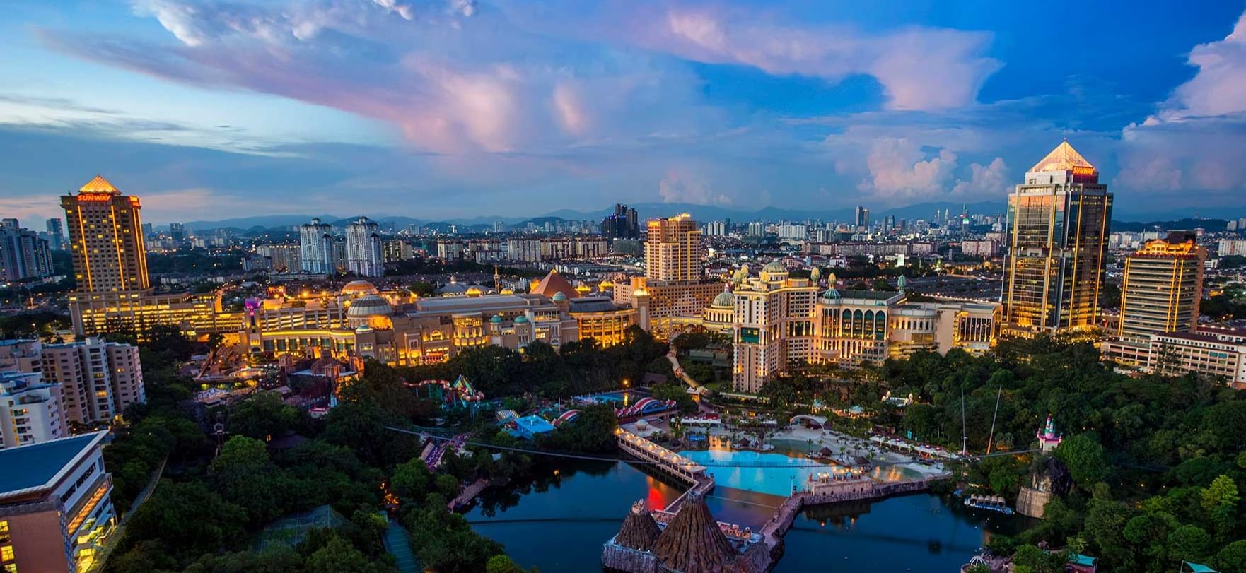 Aerial view of the Sunway city near Sunway Resort