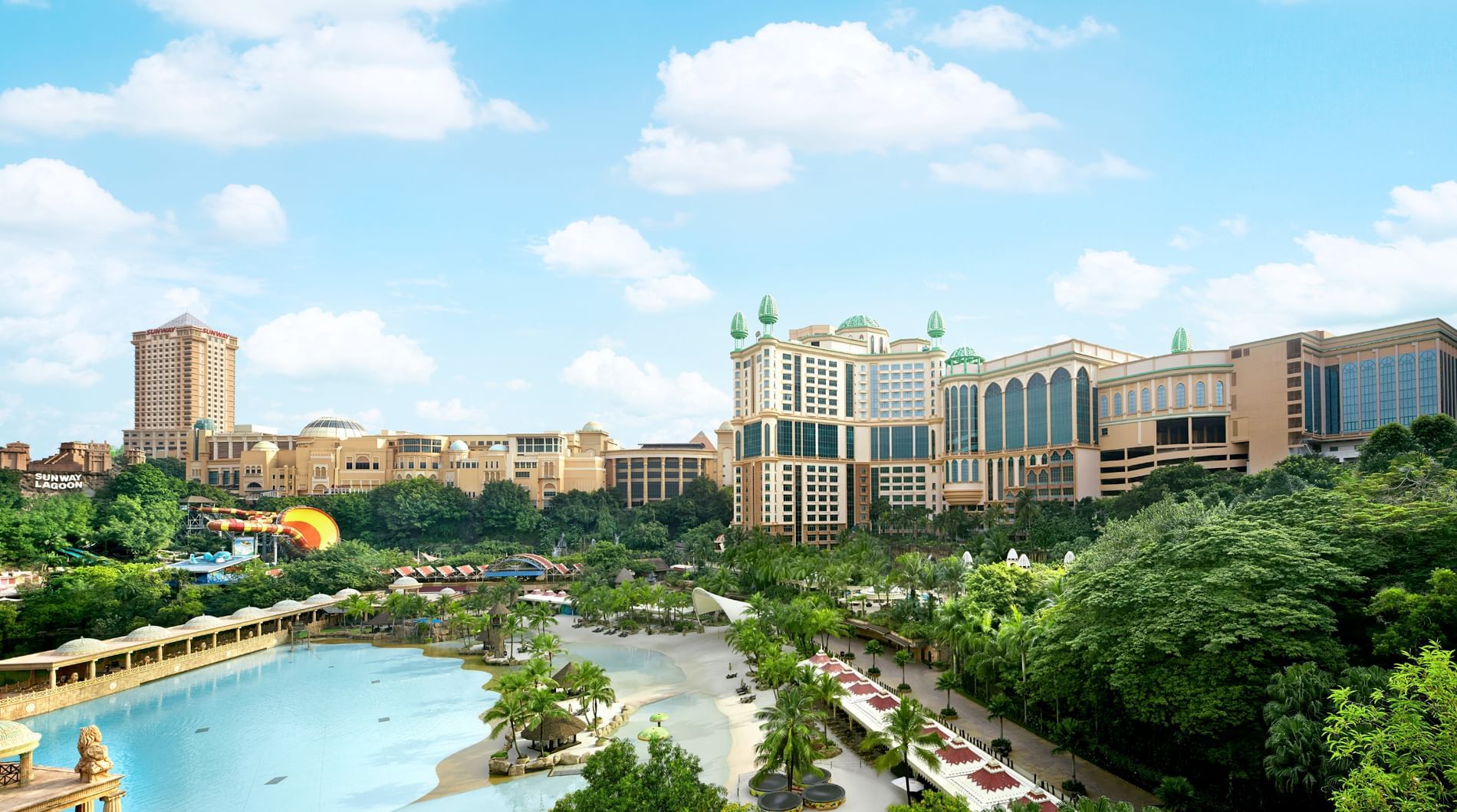 Aerial view of Sunway Lagoon Hotel by the beach during daytime