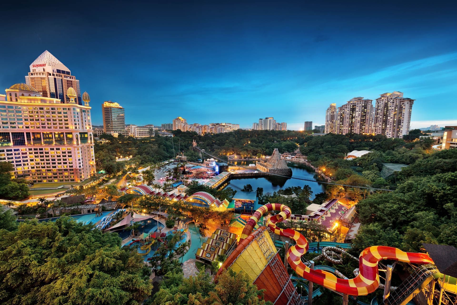 Bird-eye view of the Sunway Lagoon near Sunway Lagoon Hotel