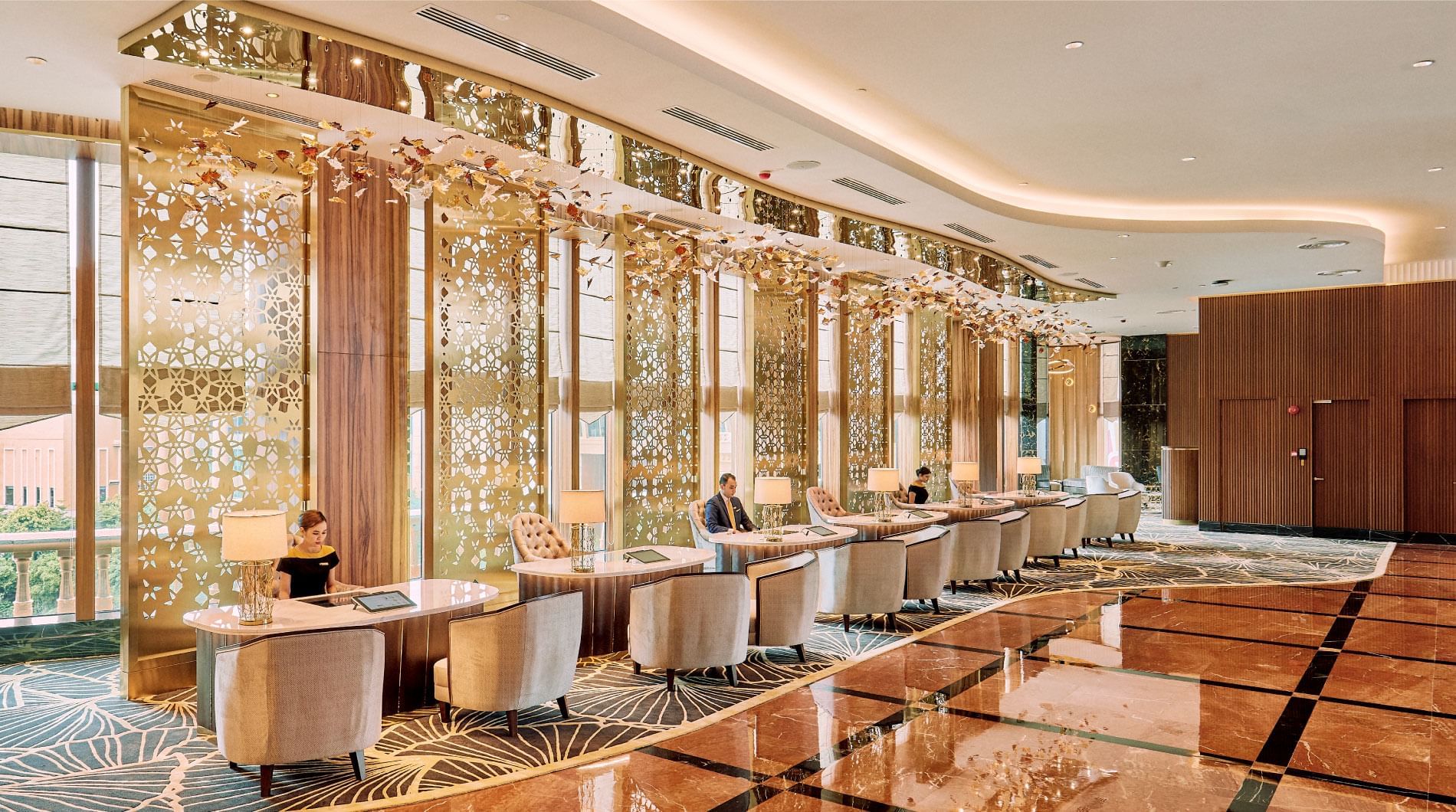 A modern reception with luxury ambience at Sunway Resort