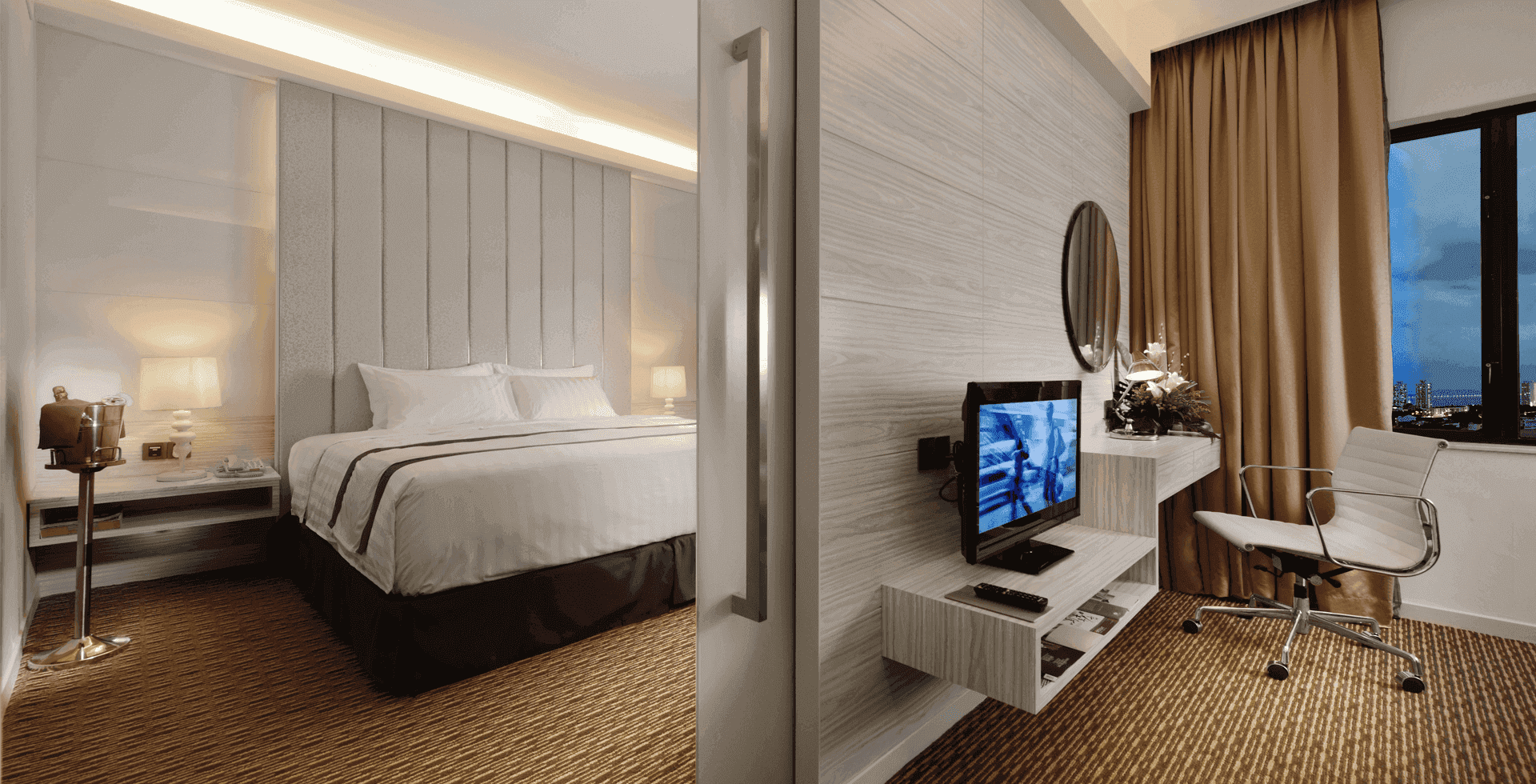 Separated sleeping & working area with TV in Executive Suite at Sunway Hotel Georgetown